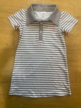 Prodoh Girls Striped active Polo Dress - Gray & White 2T NWOT